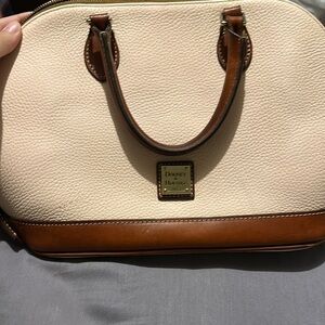 Dooney & Bourke Cream and Brown Satchel with Structured Design